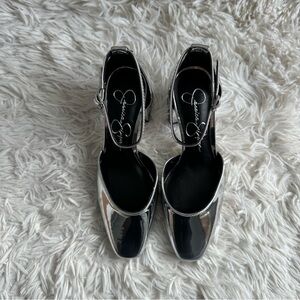 Jessica Simpson Fulian Block Heel Pump Sandal Silver New In Box Size 5.5